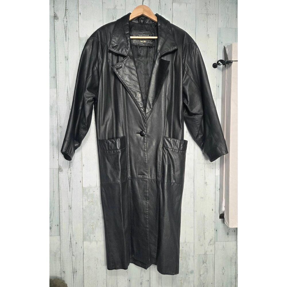 VTG Express Avenue de L'Opera Long Leather Trenchcoat Sz. P/0
